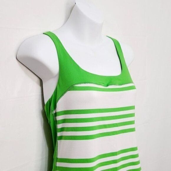Lululemon Racer Back Scoop Neck Tank Green+White - Picture 4 of 6